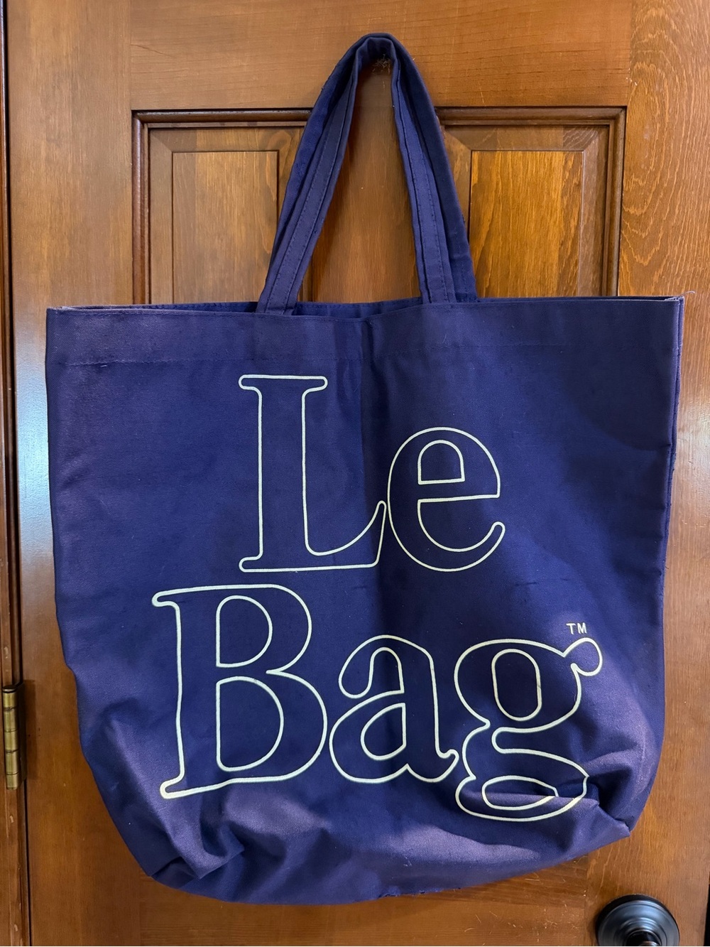 VTG 70s 80s Navy/Beige Le Bag Large Water Resistant Beach Gym Shopping Tote Bag